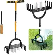 T-Handle Lawn Aerator, Portable Aerator Lawn Tool, Grass Aerator Lawn Equipment, Manual Lawn Aerators Spike with 16 Tine Spikes, Lawn Aerating for Compacted Soils, Lawn Care
