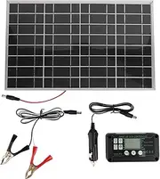 30W Portable Solar Panel Kit with 40A Controller for Car RV Marine Boat Polycrystalline Silicon High Conversion Rate High Output Efficiency Suitable for Outdoor Camping