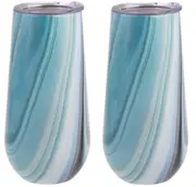 Oasis 2X180ml Double-insulated Stemless Champagne Whitehaven Tumbler w/ Lids
