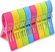 JABINCO Beach Towel Clips Chair Clips Towel Holder,Plastic Clothes Pegs Hanging Clip Clamps, Yellow,Blue,Green,red (Pack of 8)