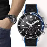 【TISSOT 天梭】官方授權 水鬼 SEASTAR 1000 海洋之星潛水石英三眼計時手錶(T1204171705103)