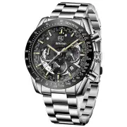 Stainless Steel Chronograph 3Atm Waterproof Casual Fashion Men Quartz Watch