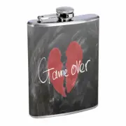 Game Over Em1 Flask 8oz Stainless Steel Hip Drinking Whiskey