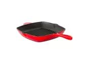 Healthy Choice Enamelled Cast Iron Square Grill Frying Pan (44x30x4.7cm) - Red