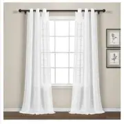 NWT SET (2) Lush Farmhouse Textured Indoor/Outdoor Curtain Panels White 38 X 72