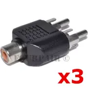 3 Pack - RCA Female Jack to Dual RCA Male Plugs Y Splitter Audio Cable Adapter