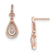 14K Rose Gold Polished Real Diamond Post Earrings