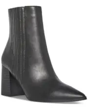 Aqua Women's Iconic Ankle Boots Leather Pointed Toe Block Heel Waterproof S224