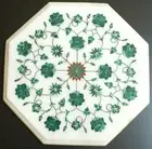 12" White Marble Table Top Handmade Inlay Work Corner Side Home Decorative Table