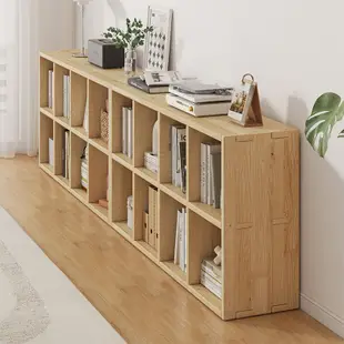 簡約現代風 全實木書架 置物架 落地 靠牆 組合格子櫃 兒童 客廳 儲物 收納 矮家用書櫃 (2折)
