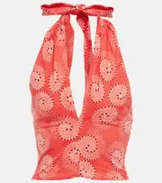 [Staud] Staud Kai printed halterneck crop top AU 10 multicoloured