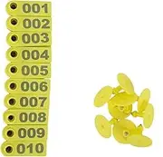 1-100 Number Plastic Livestock Ear Tag,Cattle Ear Tags Identification Tagger,Animal Tag Livestock Identification Card for Cows Goats Sheep Pigs Animal Earring Tagger (Yellow)