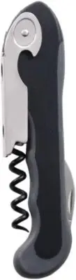 True Grippy Soft Touch Waiters Corkscrew Wine Opener with Foil Cutter, Black