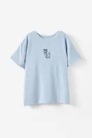 [Cotton On Kids] Cotton On Kids - Clarke Short Sleeve Pyjama Top - Dawn blue marle/cino 12 DAWN BLUE MARLE/CINO
