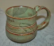 HANDMADE Pottery Ceramic Mug YOU ARE BEAUTIFUL Leave Fish OOAK