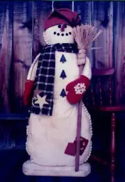 Mr Melt Snowman Doll Pattern Soft Sculpture Primitive Country Wood Trees Inc