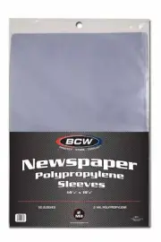 1 pack of 50 BCW 14 ⅛" x 19 ⅛" Newspaper Sleeves