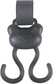 Stroller Hooks - Cartoon Bear Double Carabiner Clip Adjustable Loop Fastener - Non-Slip Baby Travel Supplies, Outdoor Stroller Accessories for Shopping