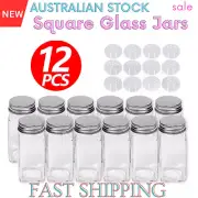 12Clear Glass Jars Lid Spice Herb Seasoning Condiment Storage Container Victoria