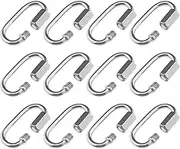 SING F LTD 12PCS M4 Screw Quick Link Carabiner Chain Connectors Stainless Steel Heavy Duty D Shape Locking Clips Repair Link Buckle for Outdoor Camping Hiking