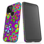 For Google Pixel 4a 5G Case, Shielding Back Cover,Purple Floral Design