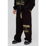 Mens Black Relaxed Fit Official Print Joggers