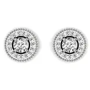 14KW A Diamond 2 stone Earring Semi Mount 3.1 mm center stones
