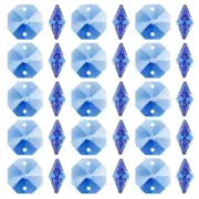 K9 Crystal Octagon Beads 2 Holes 100 Pack 14mm Chandelier Prisms, Blue