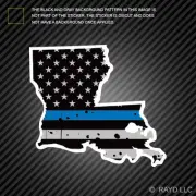 Distressed Thin Blue Line Louisiana State Shaped Subdued US Flag Sticker police