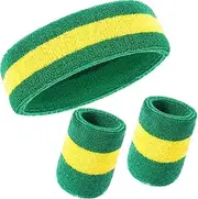 WILLBOND 3 Pieces Sweatbands Set, Includes Sports Headband and Wrist Sweatbands Sweat Band for Athletic Men and Women