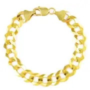 Mens 10k Yellow Gold Solid 11.5mm Cuban Curb Link Chain Bracelet 7.5" 8" 8.5" 9"