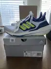 Adidas Running Ultraboost 22 Cloud White/solar yellow/Blue Men’s Sz 8.5