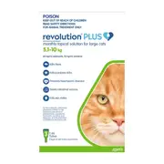 Revolution Plus Large Cat 5.1-10kg Flea,Tick & Worm Pipette 3 Pack