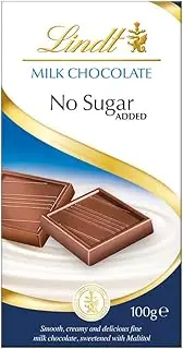 Lindt No Sugar Added Milk Chocolate Block 100g