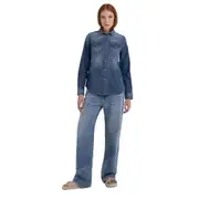 Replay Womens Denim Long Sleeve Rose Label Slim Shirt Blue