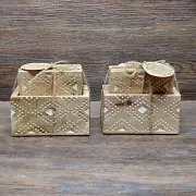Wooden Coasters 4" x 4" 2 SETS of 4 w/ Holder MANOR HOUSE MARKET BRAND NEW