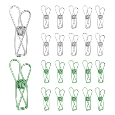 50Pcs 1.26" Paper Office Binder Clips, Metal Paper Clamps, Silver/Green