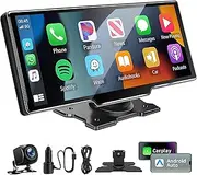 10.26 Inch Touch Screen Car Tablet for Apple CarPlay and Android Auto, Wireless Car Stereo with 1080P HD Rear Camera/Bluetooth/FM/AUX/Mirror Link/Voice Control/GPS Navigation