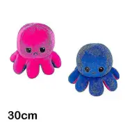 30/40cm Reversible Octopus Plush Doll With Double-sided Pattern Stuffed Cartoon Rose Red Dark Blue 30cm