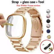 Stainless Steel Watch Band Wrist Strap + Case Cover For Fitbit Versa 2 /3/Sense