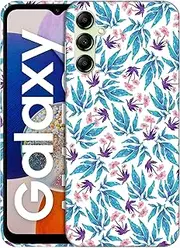 [GlamCase] for Samsung Galaxy A14 5G / 4G, Samsung Galaxy A14 5G / 4G Case - Flower Teal and Purple Design Printed Sleek Cute Plastic Hard Protective Back Phone Case/Cover for Samsung A14 5G / 4G