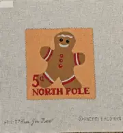 Love You More Stamp GINGERBREAD MAN Hand Painted Needlepoint Canvas