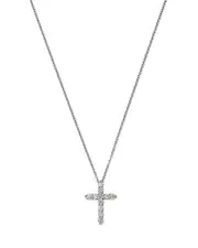 Bloomingdale's Fine Collection Diamond Small Cross Pendant Necklace in 14K White Gold, 0.50 ct. t. w.