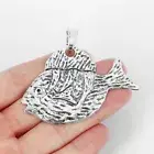 2PCS Large Silver Hammered Fish Charm Pendant for Necklace Jewelry Findings