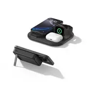 3-in-1 Magnetic Foldable Wireless Charger + Magnetic Power Bank Bundle, Black