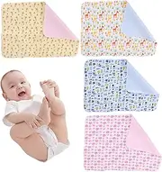 Baby Changing Pad, 4PCS 20x28 Inch Waterproof Changing Pad, Breathable Cotton Mat Liner, Washable Resuable Diaper Mat for Home