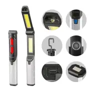Portable COB LED Flashlight USB Rechargeable Work Light Magnetic Lanterna Hanging Lamp with Built-in Battery Camping Tor
