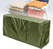 Patio Cushion Storage Bag, Waterproof Anti-UV Heavy Duty Rip Proof Outdoor Cushion Storage Bags, Garden Furniture Storage Bag with Handles and Zipper,Green,122x39x55 cm