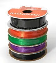 Halloween Celebrate It 1 Spool 4 Offray Spools of Ribbon Purple Orange Black NEW