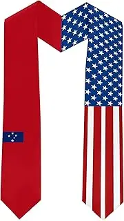 [Ruchikaj] 2025 Samoa Flag and USA Flag Graduation Stole Graduation Sash for International Student (Baccalaureate Gown and Hat Not Included), Samoa and Usa